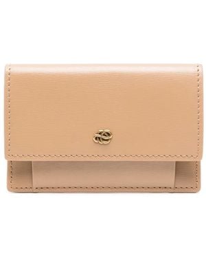 By Malene Birger Aya Logo-Plaque Leather Wallet - Natural
