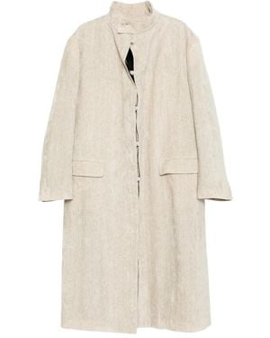 Yohji Yamamoto Linen Velvet Stand Collar Coat - Natural