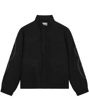 Arte' Graphic-Print High-Neck Jacket - Black