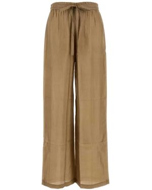 THE ROSE IBIZA Drawstring Silk Palazzo Pants - Natural