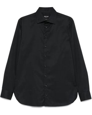 Giorgio Armani Katoenen Overhemd - Zwart