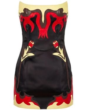 Marine Serre Floral-Patch Mini Dress - Red