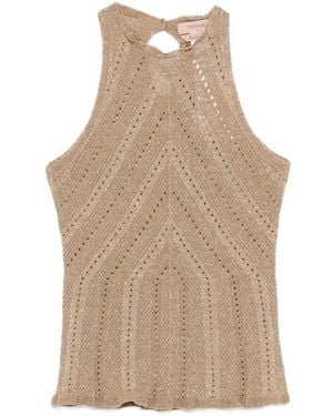 Twinset Linen Knit Top With Lurex - Natural