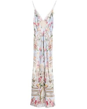 CAMILLA Lace-Trim Floral-Print Dress - White