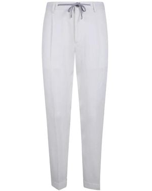 Barba Napoli Drawstring-Waist Linen Trousers - White
