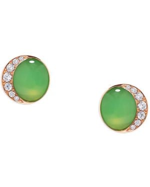 David Morris Runde 18kt Fortuna Rotgoldohrringe mit Diamanten - Grün