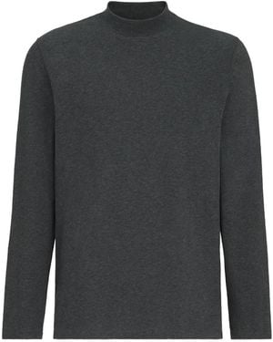 Brunello Cucinelli Long-Sleeve Mock-Neck T-Shirt - Grey