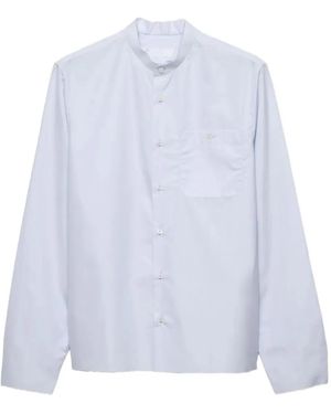 Prada Kragenloses Hemd mit Tasche - Weiß