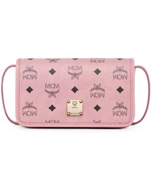 MCM Medium Aren Visetos Shoulder Bag - Pink
