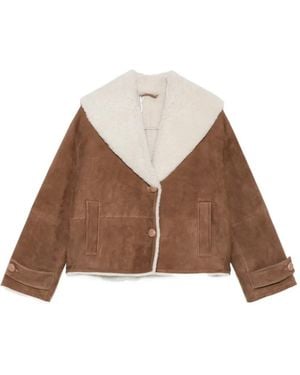 Manzoni 24 Shearling-Collar Suede Jacket - Brown
