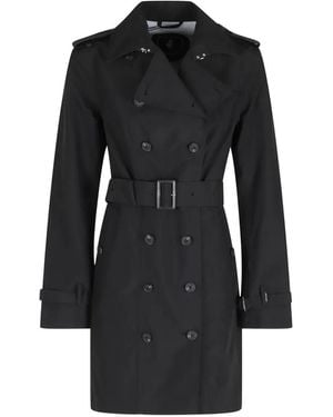Save The Duck Double-Breasted Belted Coat - Black