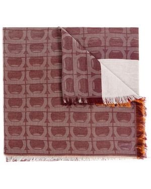 Ferragamo Gancini Monogram-Pattern Scarf - Purple