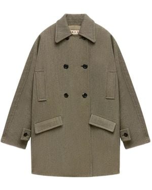 Marni Doppelreihiger Tweed-Mantel - Grau