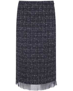 Twinset Bouclé Tulle-Trim Skirt - Blue