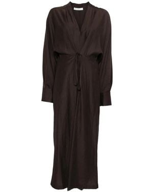 Tela Delta Tie-Waist Midi Dress - Black