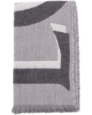 Loewe Logo Fringed Scarf - Grey
