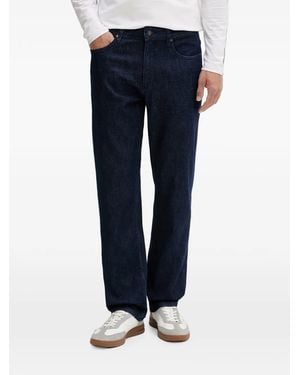 Guess Logo-Patch Straight-Leg Jeans - Blue
