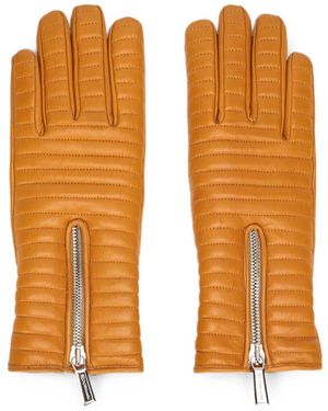 Moorer Quilted Zip-Fastening Gloves - Orange