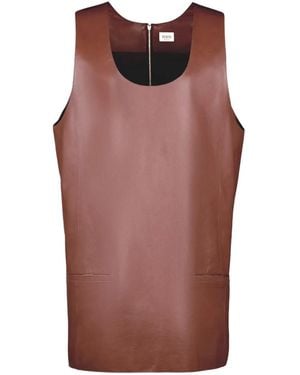 Tod's Zip Leather Mini Dress - Brown