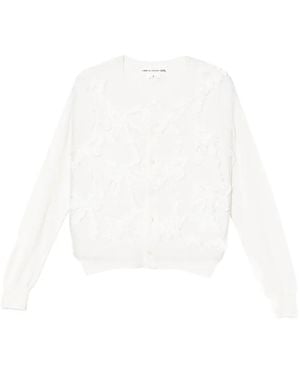 Comme des Garçons Ribbon-Design Ruffle Cardigan - White