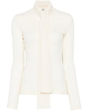 TOTEME Ribbed Scarf-Detail Shirt - White