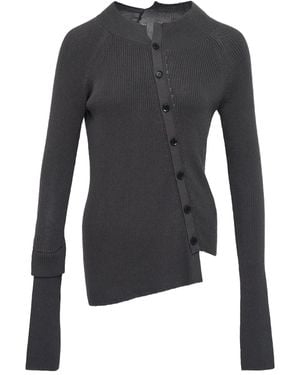 Y's Yohji Yamamoto Asymmetrischer Cardigan aus Rippstrick - Grau