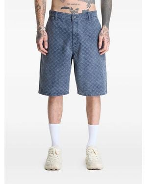 Daily Paper Monogram-Print Washed Shorts - Blue