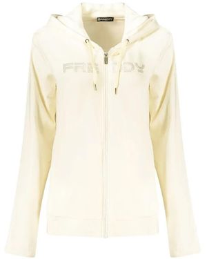 Freddy Rhinestone-Logo Zip-Up Hoodie - White