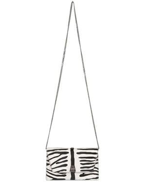 Akris Small Anouk Zebra-Print Leather Clutch Bag - White