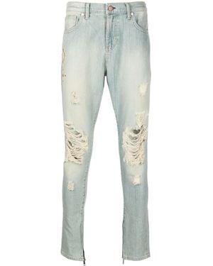 United Rivers Embroidered Ripped Skinny Jeans - Blue