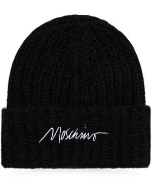 Moschino Berretto Con Logo Ricamato - Nero