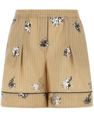 Le twins Sequin-Embellished Striped Shorts - Natural