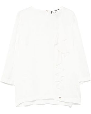 Nissa Draped-Detailed Blouse - White