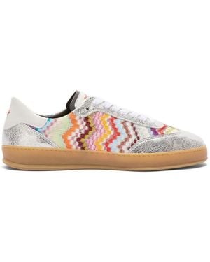 Missoni Zigzag-Knit Metallic-Effect Trainers - Pink