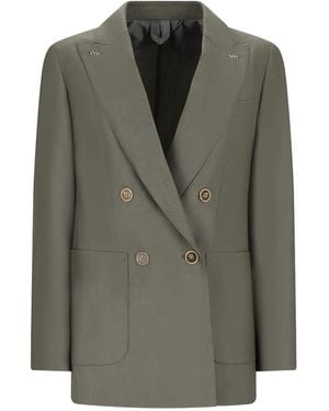 Max Mara Double-Breasted Patch-Pocket Blazer - Green