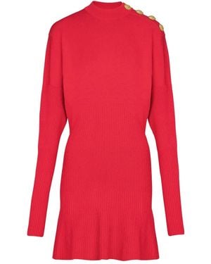 Balmain Vestido con detalle de botones - Rojo