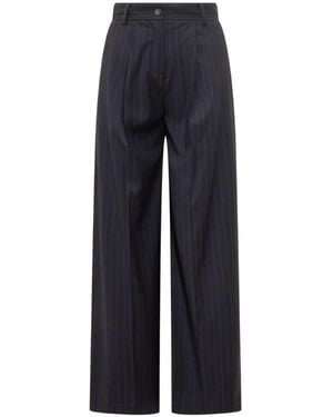 LE SULLY STUDIO Pinstripe Straight Pants - Blue