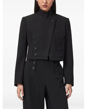 AllSaints Raina Cropped Double-Breasted Jacket - Black