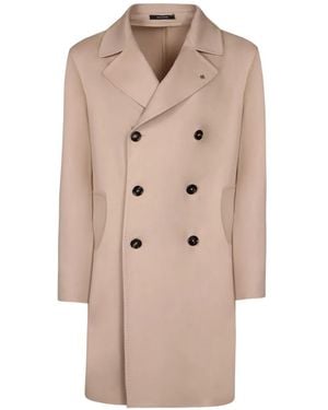 Tagliatore Double-Breasted Peak-Lapel Coat - Natural