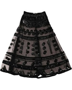 Valentino Garavani Jupe Volantée À Sequins Brodés - Black