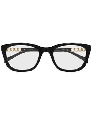 Gucci Bril Met Ovalen Montuur En Logo - Zwart
