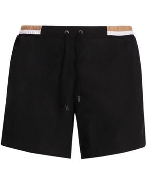 BOSS Drawstring-Waist Swim Shorts - Black
