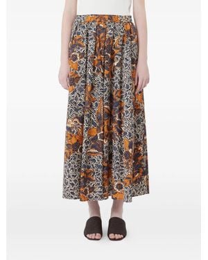 Weekend by Maxmara Floral-Print Midi Cotton Skirt - Blue