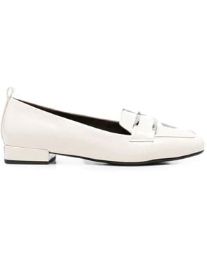 SERGIO MORETTI FIRENZE Metal-Plaque Square-Toe Loafers - White