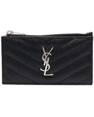 Saint Laurent Portemonnaie Mit Logo-Schild - Schwarz
