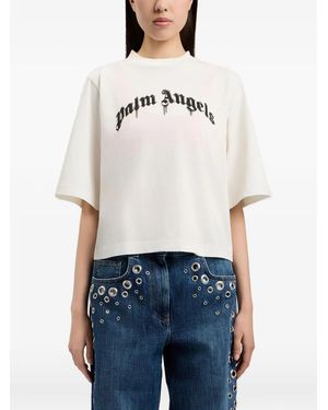 Palm Angels Logo Cotton T-Shirt - White