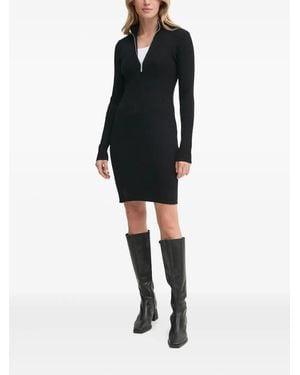Gestuz Ribbed Zip-Front Dress - Black