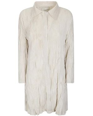 GONGDID DESIGN Crinkled Effect Shirt Mini Dress - White