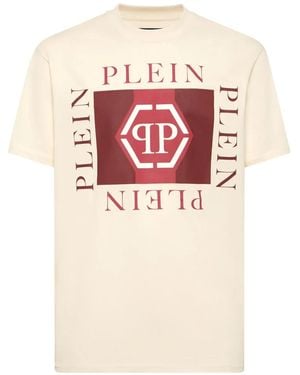 Philipp Plein Printed Round Neck T-Shirt Hexagon - Pink