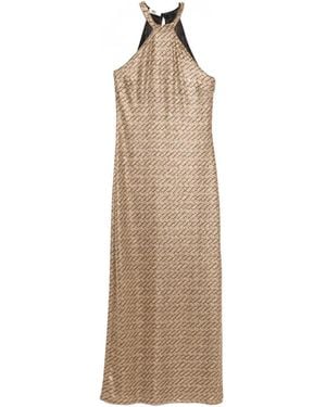 Siyu Tallis Halterneck Patterned Maxi Dress - Natural